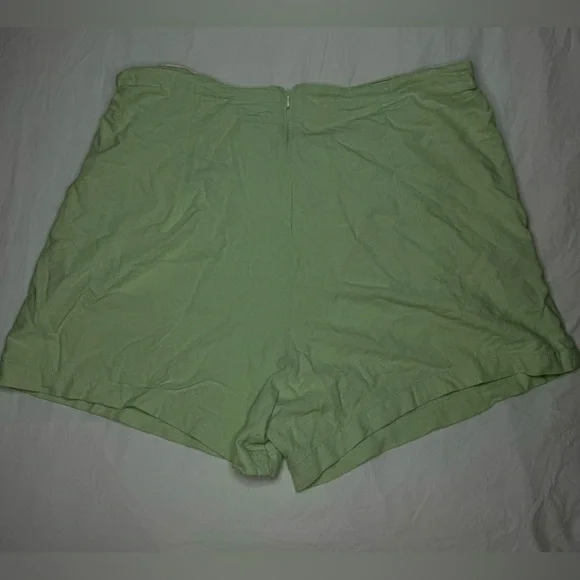 April Kiss Linen Beach Shorts Lime Green with Waist Tie • Size: Large - Picture 2 of 9